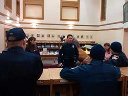 Officer speaking to a group