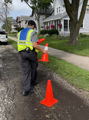 CSO placing cones