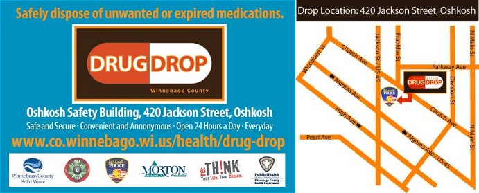 Winnebago County Drug Drop ad and map